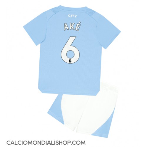 Maglie da calcio Manchester City Nathan Ake #6 Prima Maglia Bambino 2023-24 Manica Corta (+ Pantaloni corti)